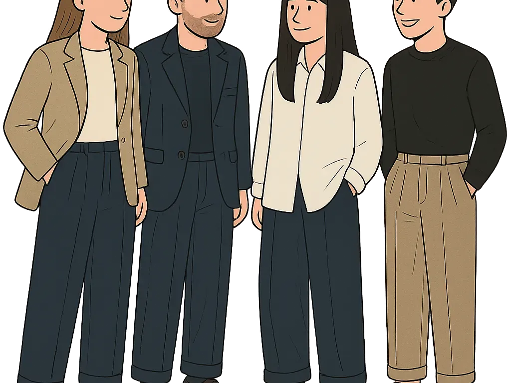 A caricature sketch of the team members of Point A Marketing in Luxembourg.