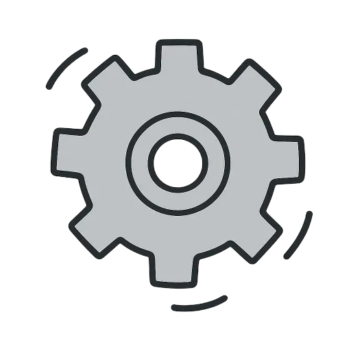 An icon illustration of a cog.