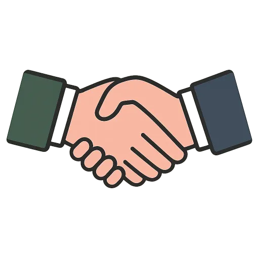 An illustration of two hands shaking.