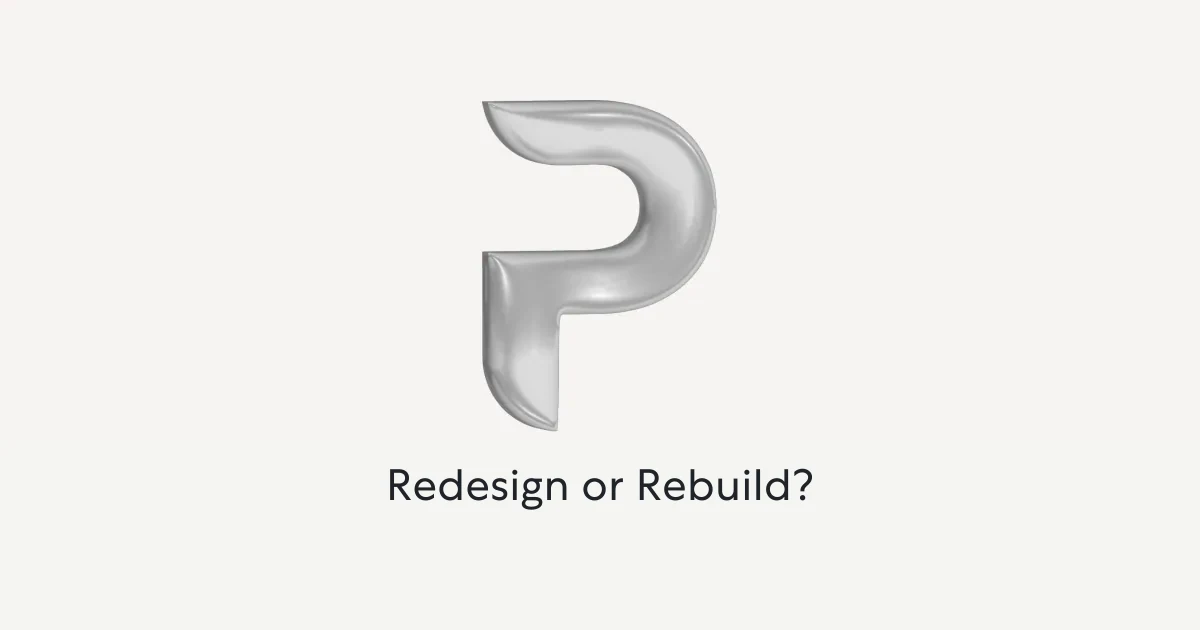 Point A mark with the caption “Redesign or Rebuild?”